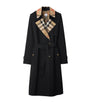 Burberry Black Long Check Gabardine Trench Coat
