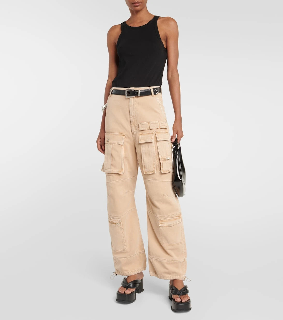 Sportmax - High-rise wide-leg denim cargo pants