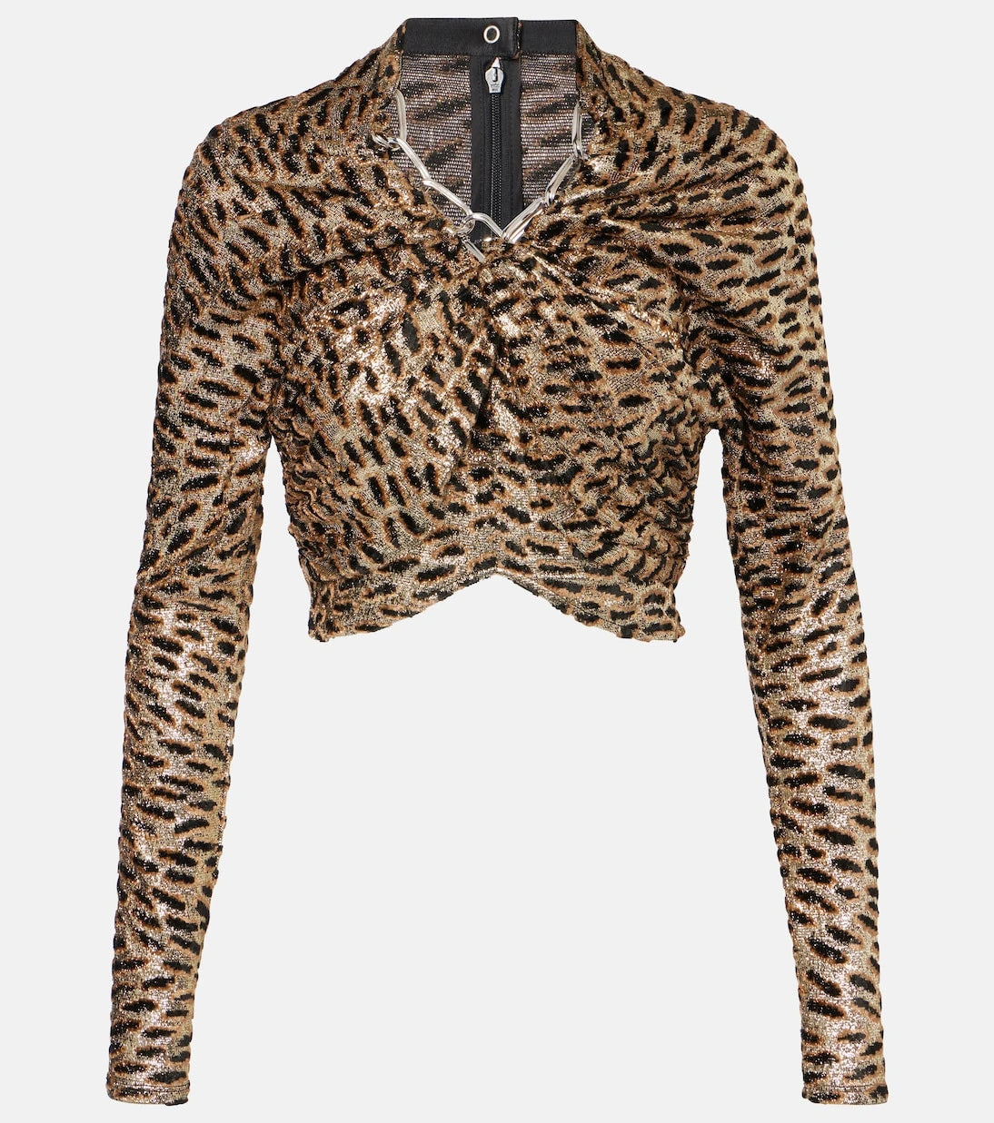 Rabanne - Tiger-print metallic top