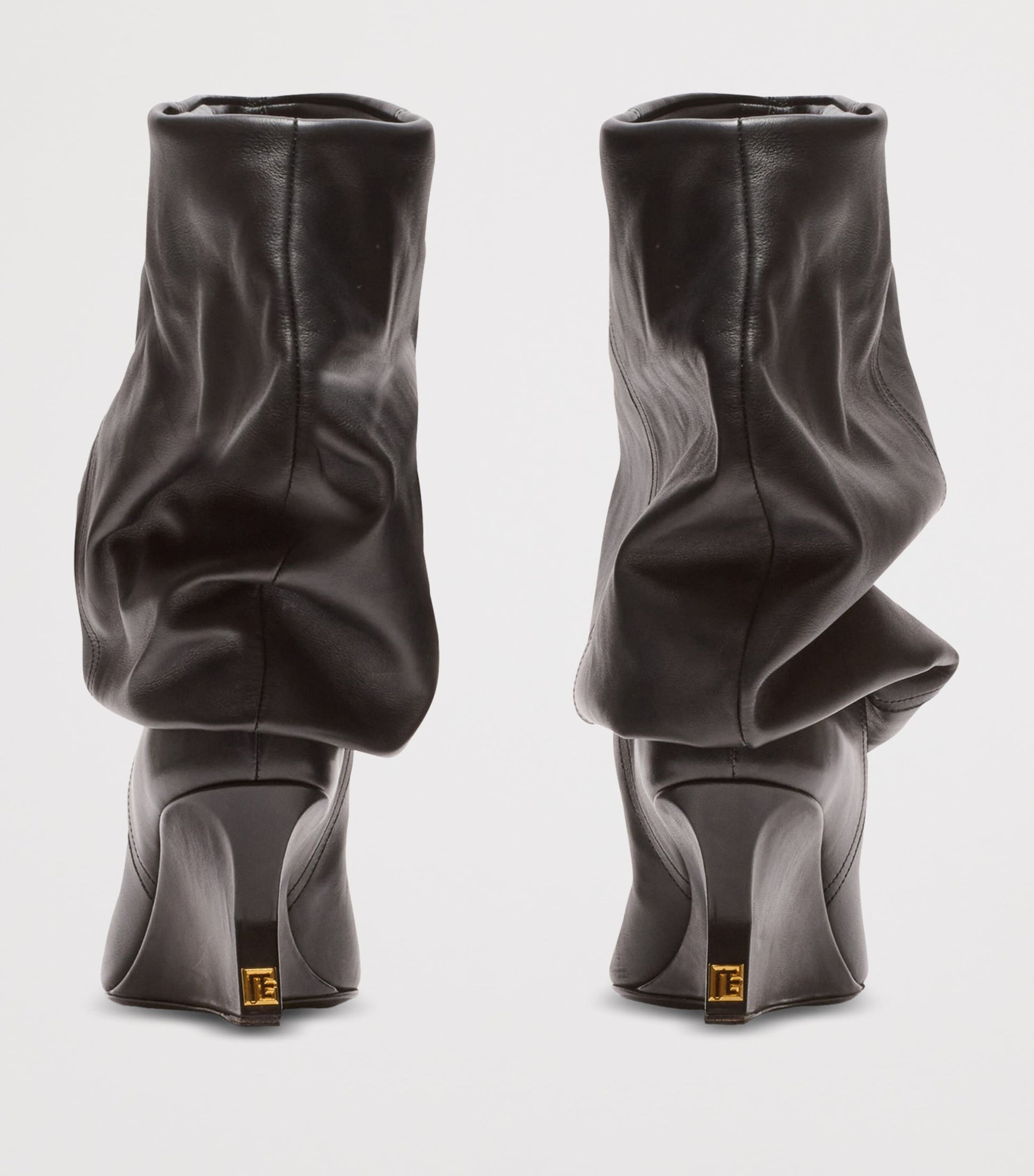 Balmain Black Leather Wedge Ankle Boots 60