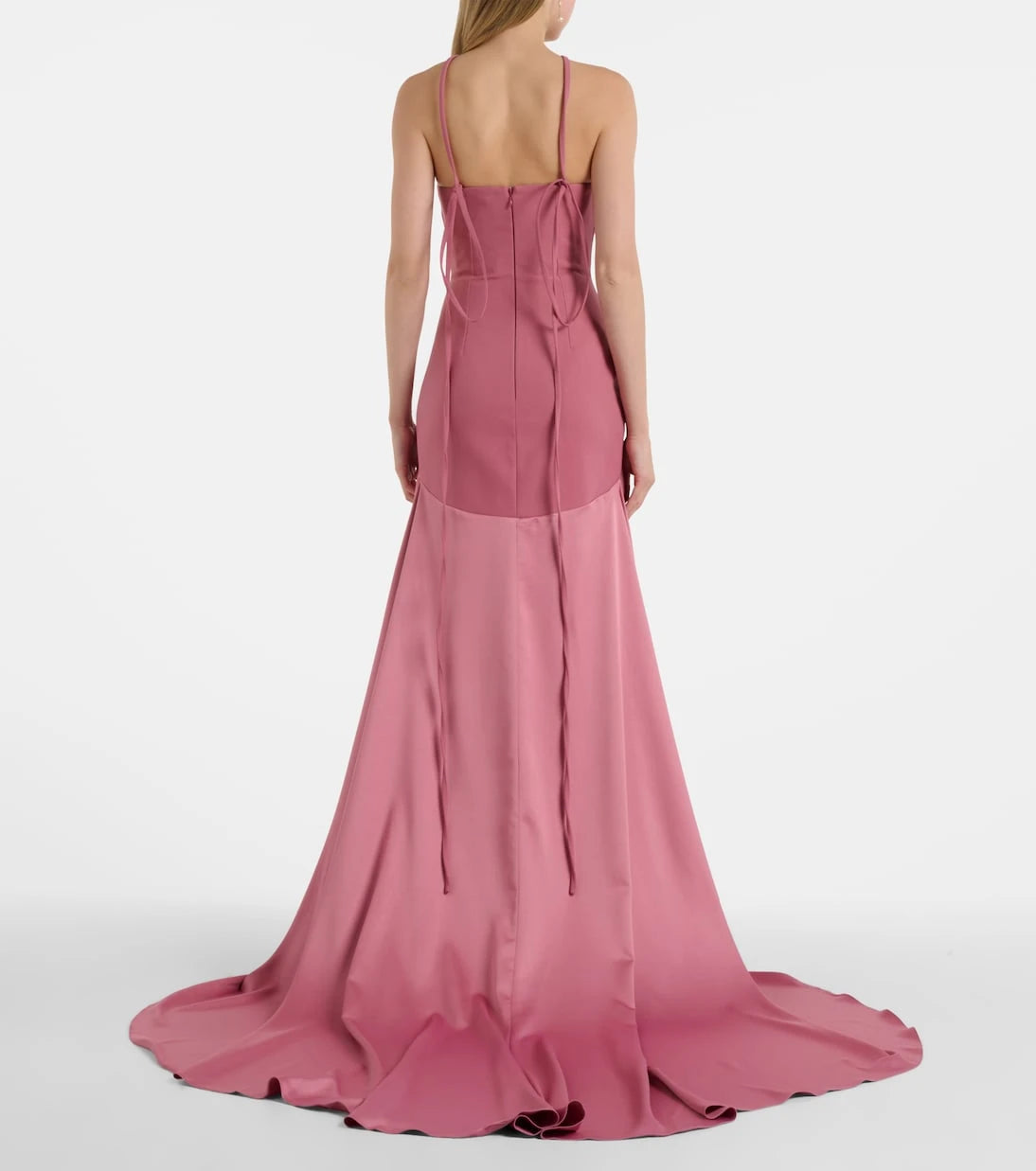 Solace London - Florie satin-trimmed halterneck gown