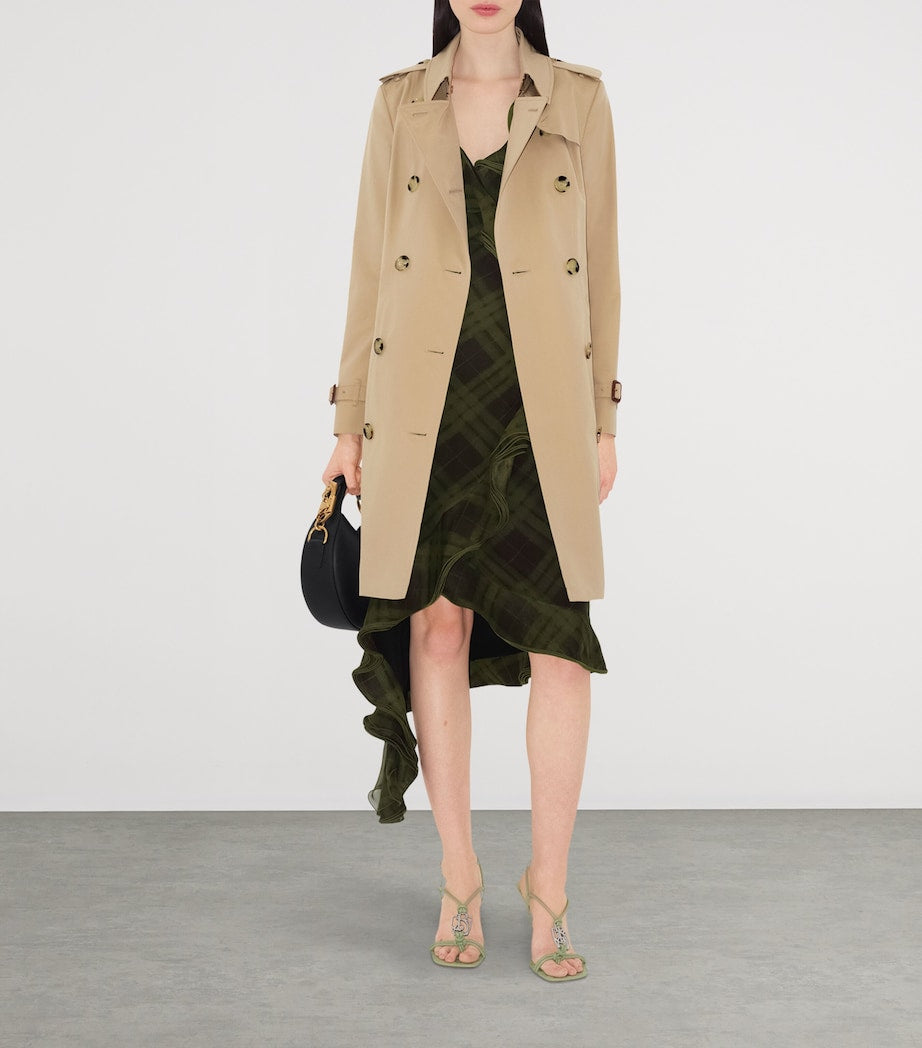 Burberry Beige Gabardine Mid-Length Chelsea Heritage Trench Coat