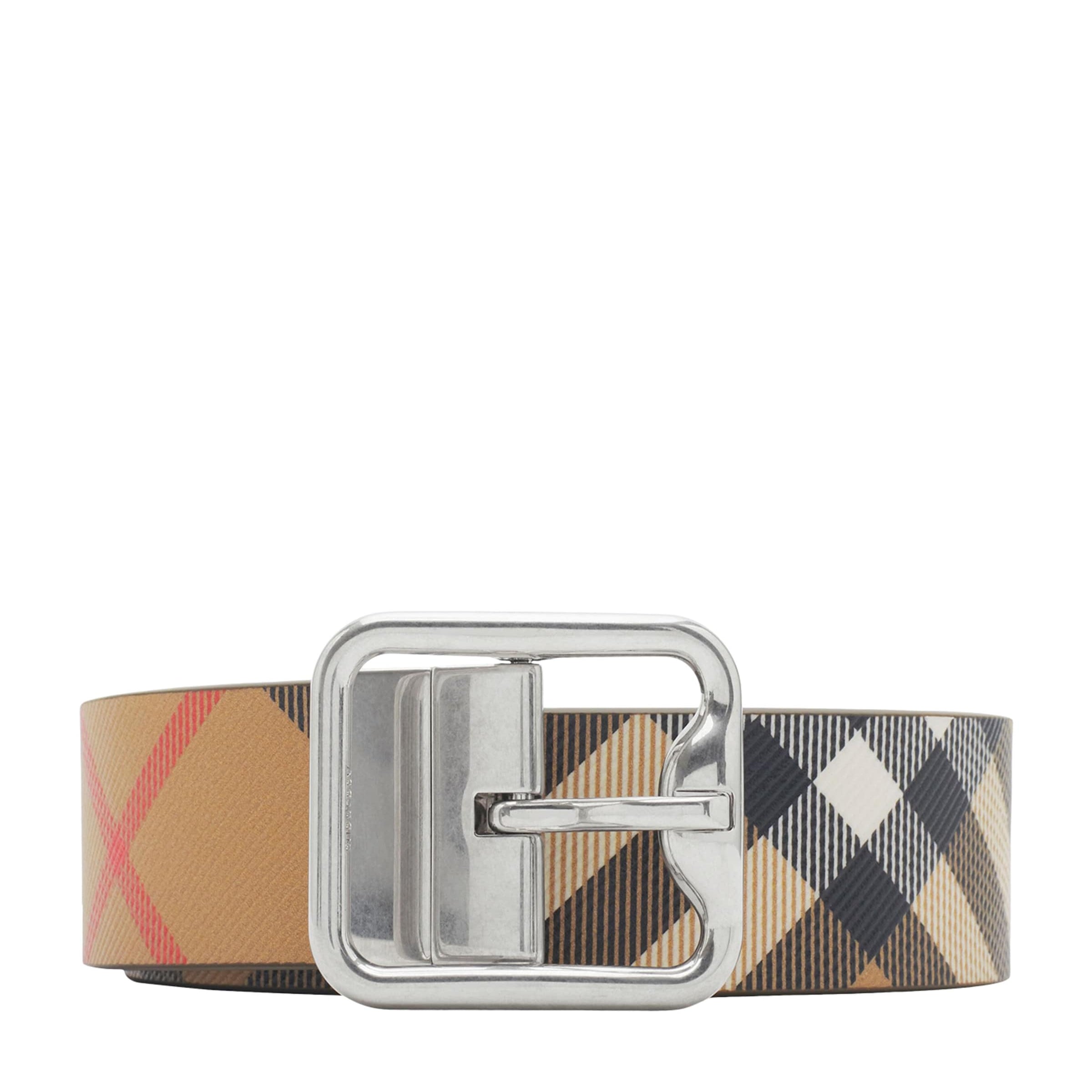 Burberry Leather Check Reversible B-Buckle Belt