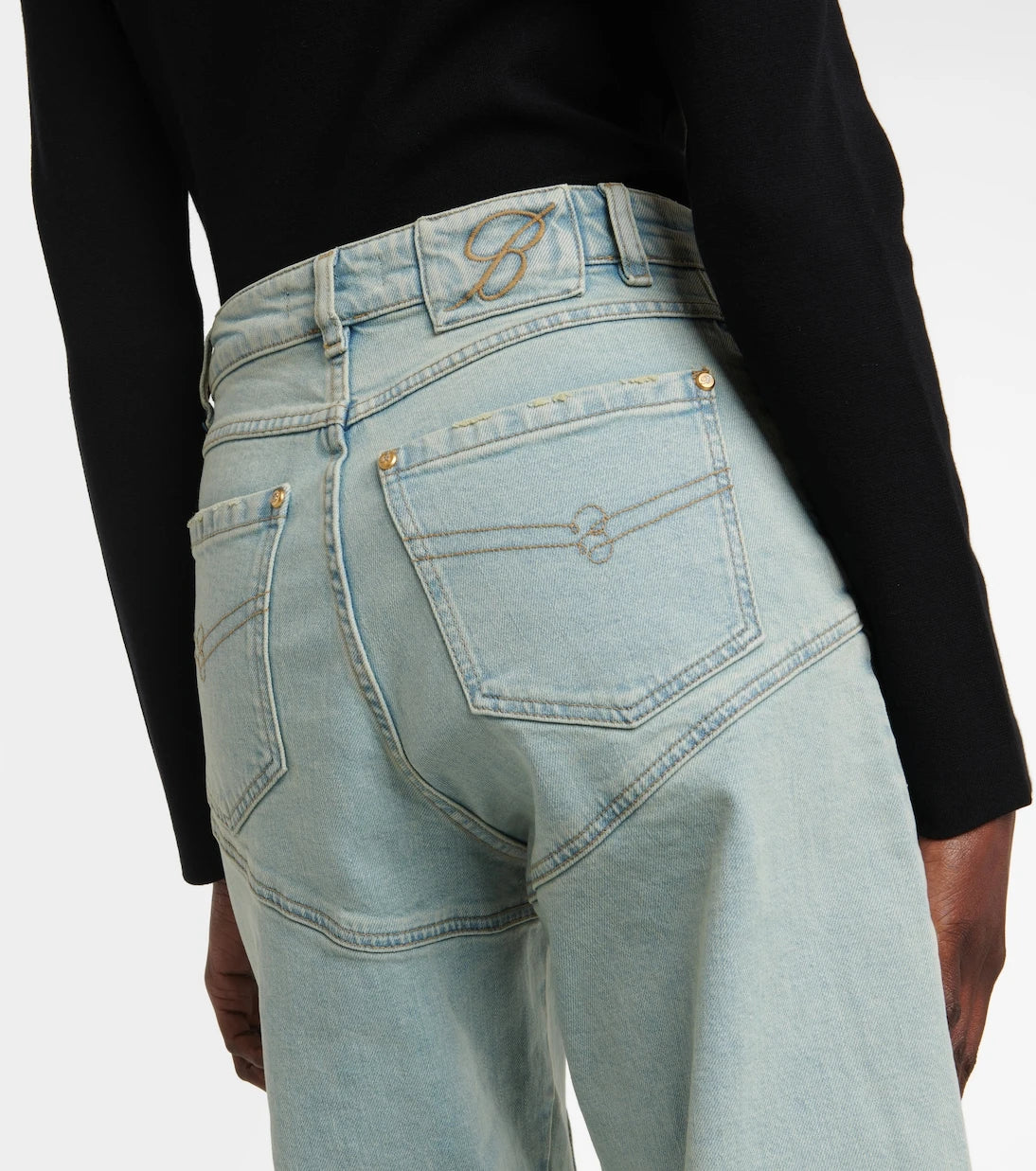 Blumarine - Paneled high-rise wide jeans