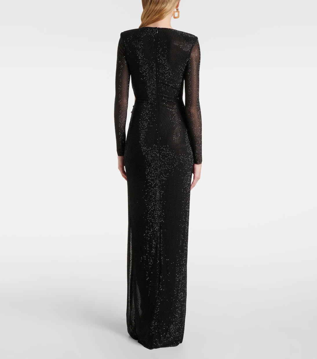 Self-Portrait - Rhinestone-embellished mesh maxi dress