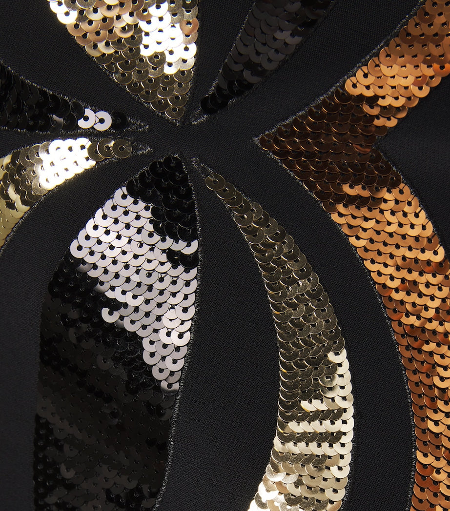 Crepe Sequin-Embellished Maxi Kaftan Dress