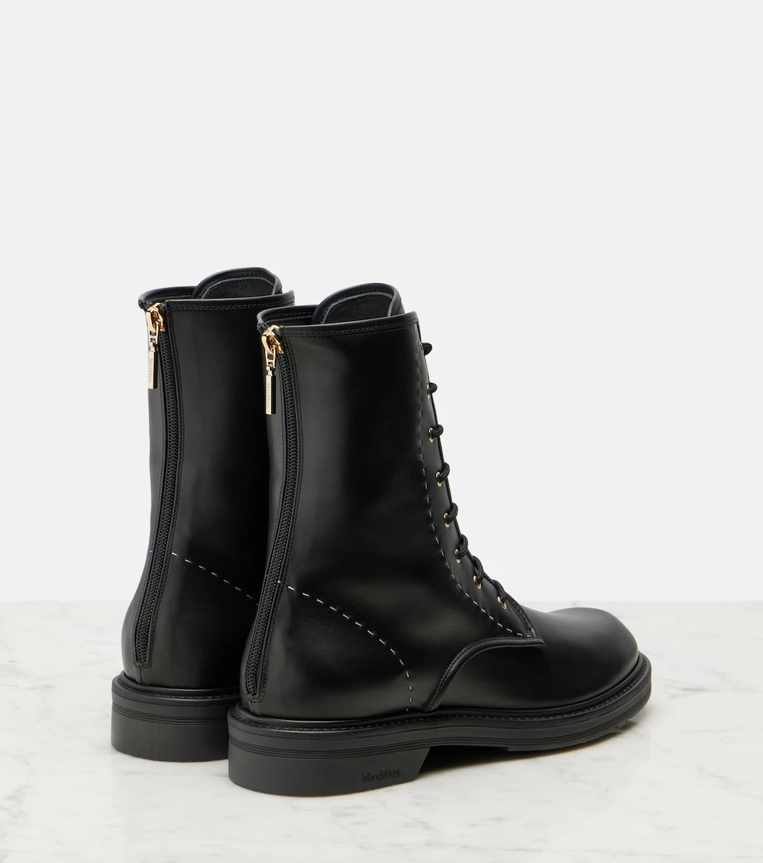 Max Mara - Urbancombat leather combat boots
