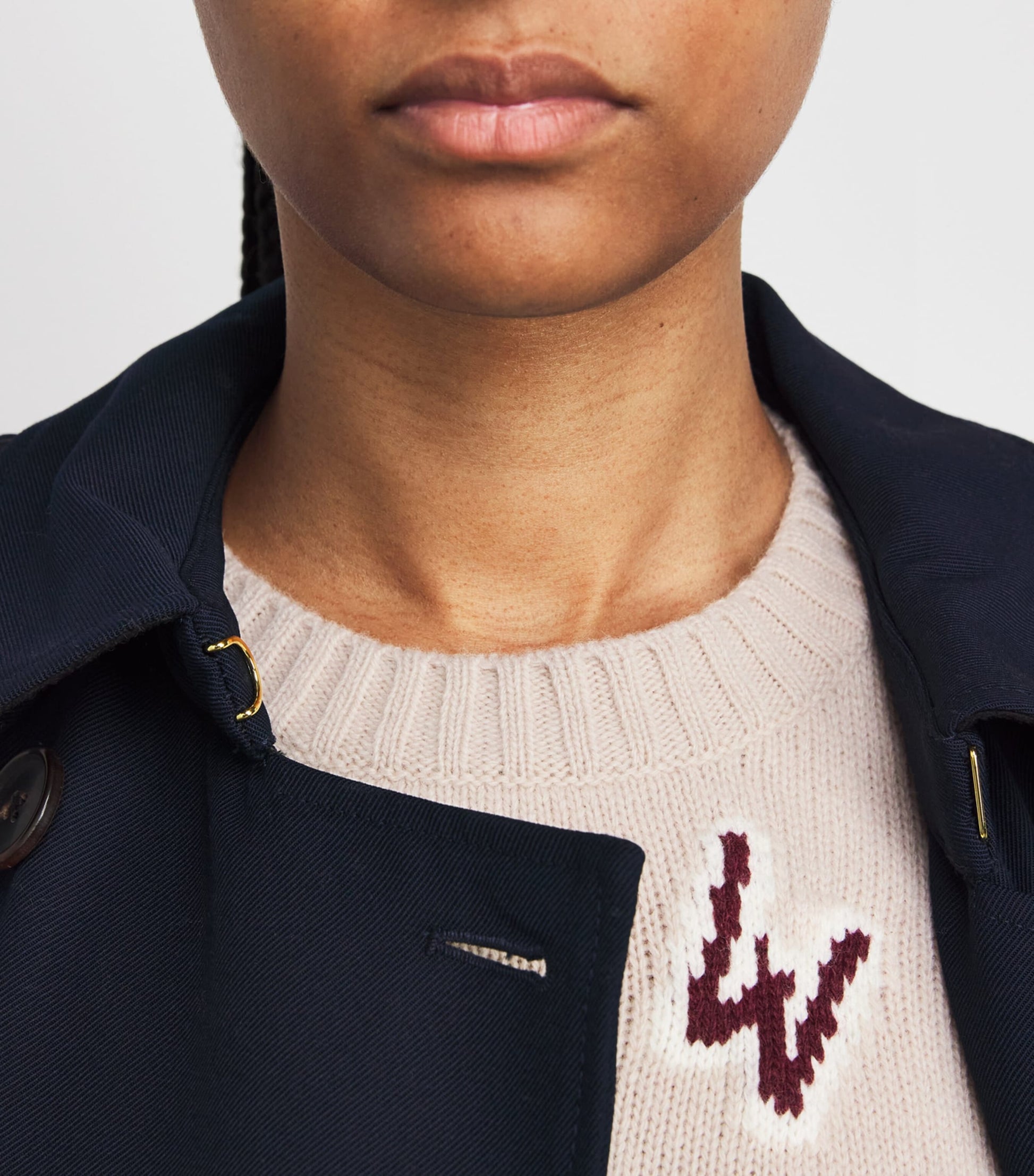 White Virgin Wool Jacquard Sweater