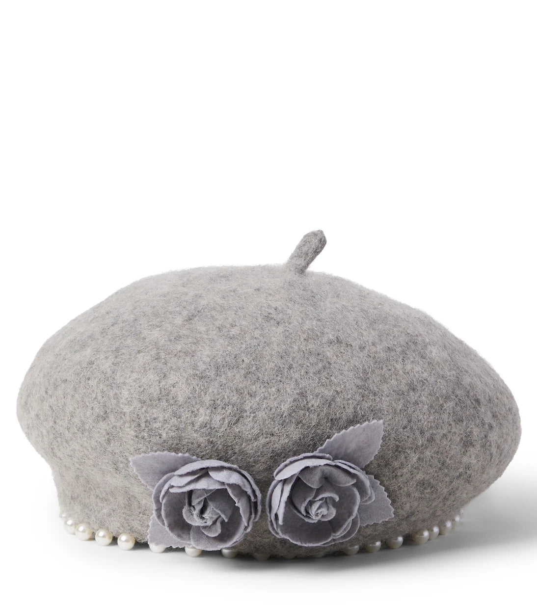 Monnalisa - Embellished floral-appliqué felt beret