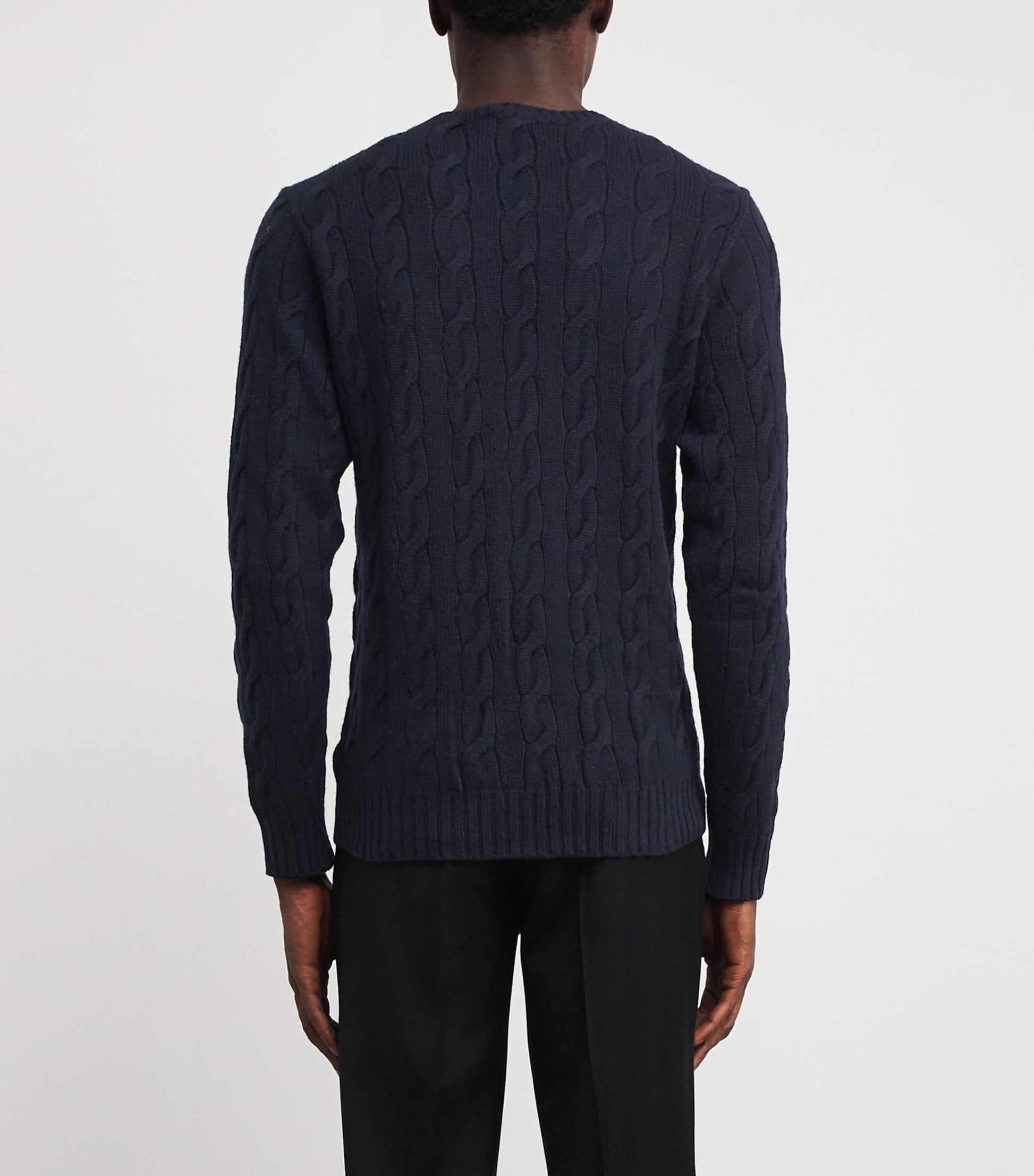 Ralph Lauren Purple Label Navy Cashmere Cable-Knit Sweater