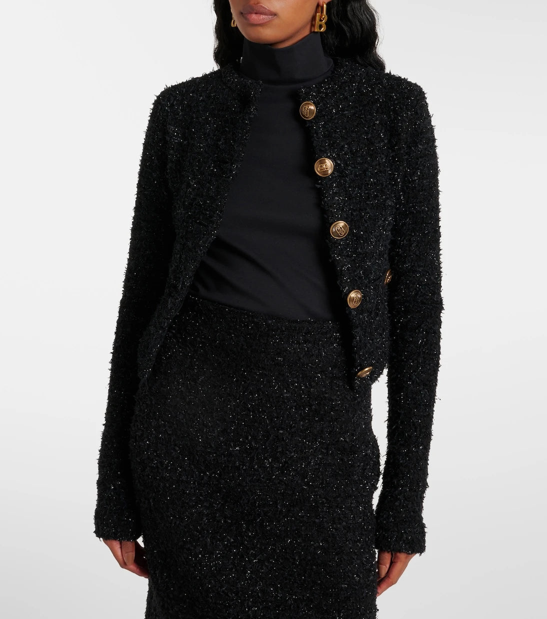 Balenciaga - Cropped cotton-blend tweed cardigan