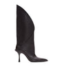 Black Leather Twist Heel Boots 95