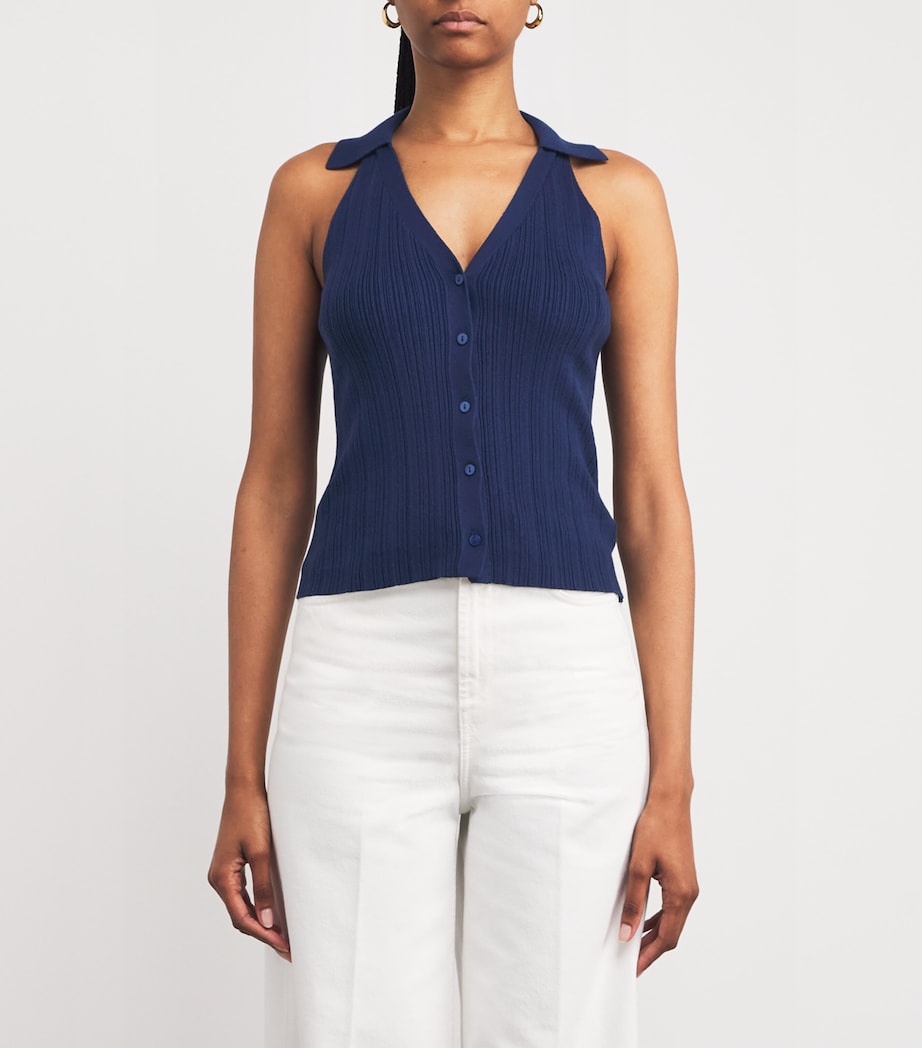 PAIGE Navy Ribbed Noellia Tank Top