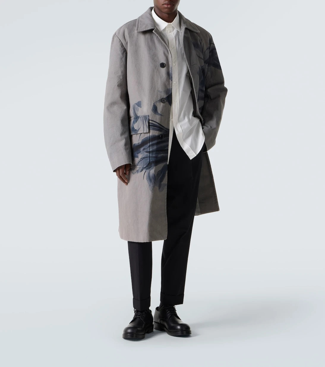Dries Van Noten - معطف ترينش "راندال" قطن بنقشة أزهار