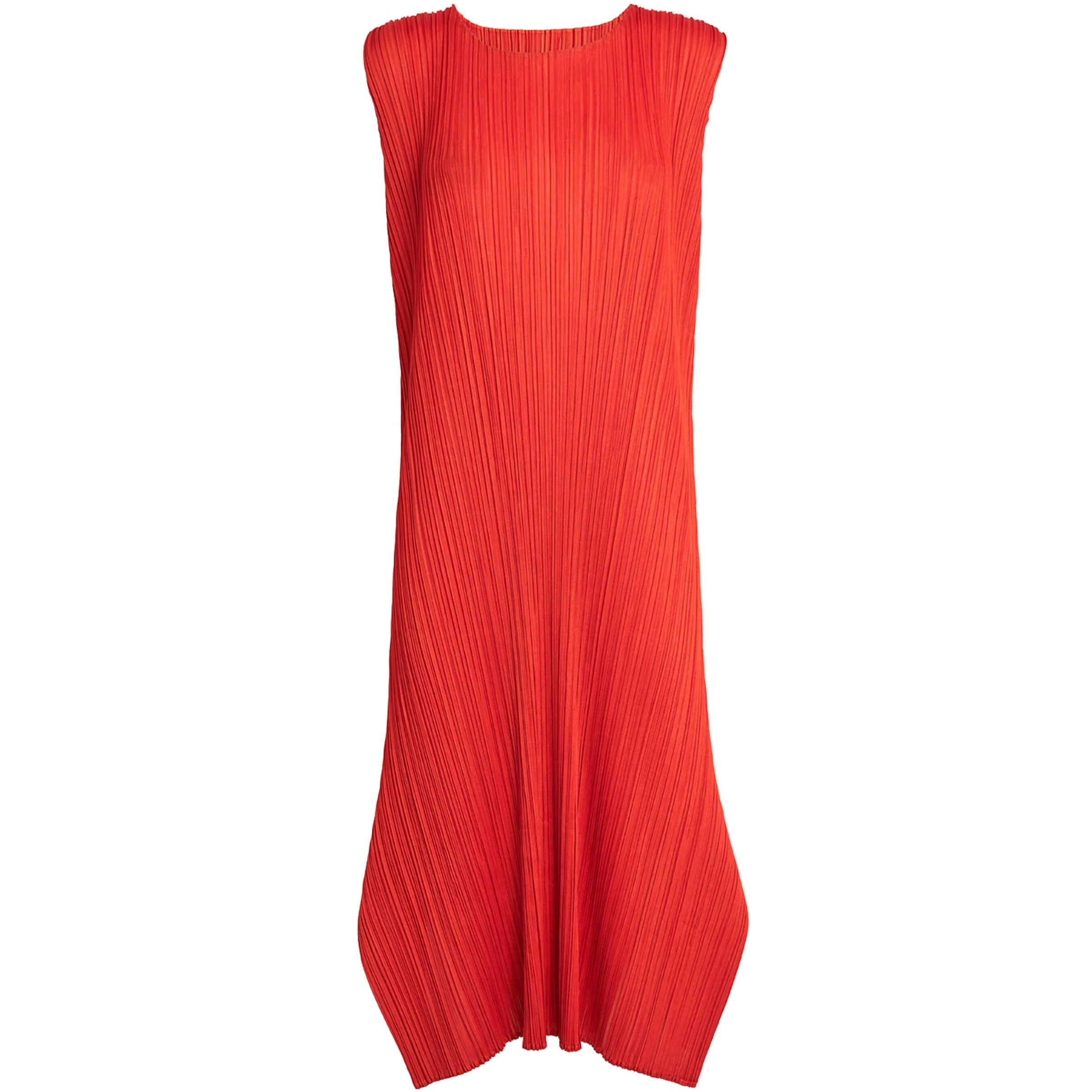 Pleats Please Issey Miyake Red Monthly Colors July Midi Dress