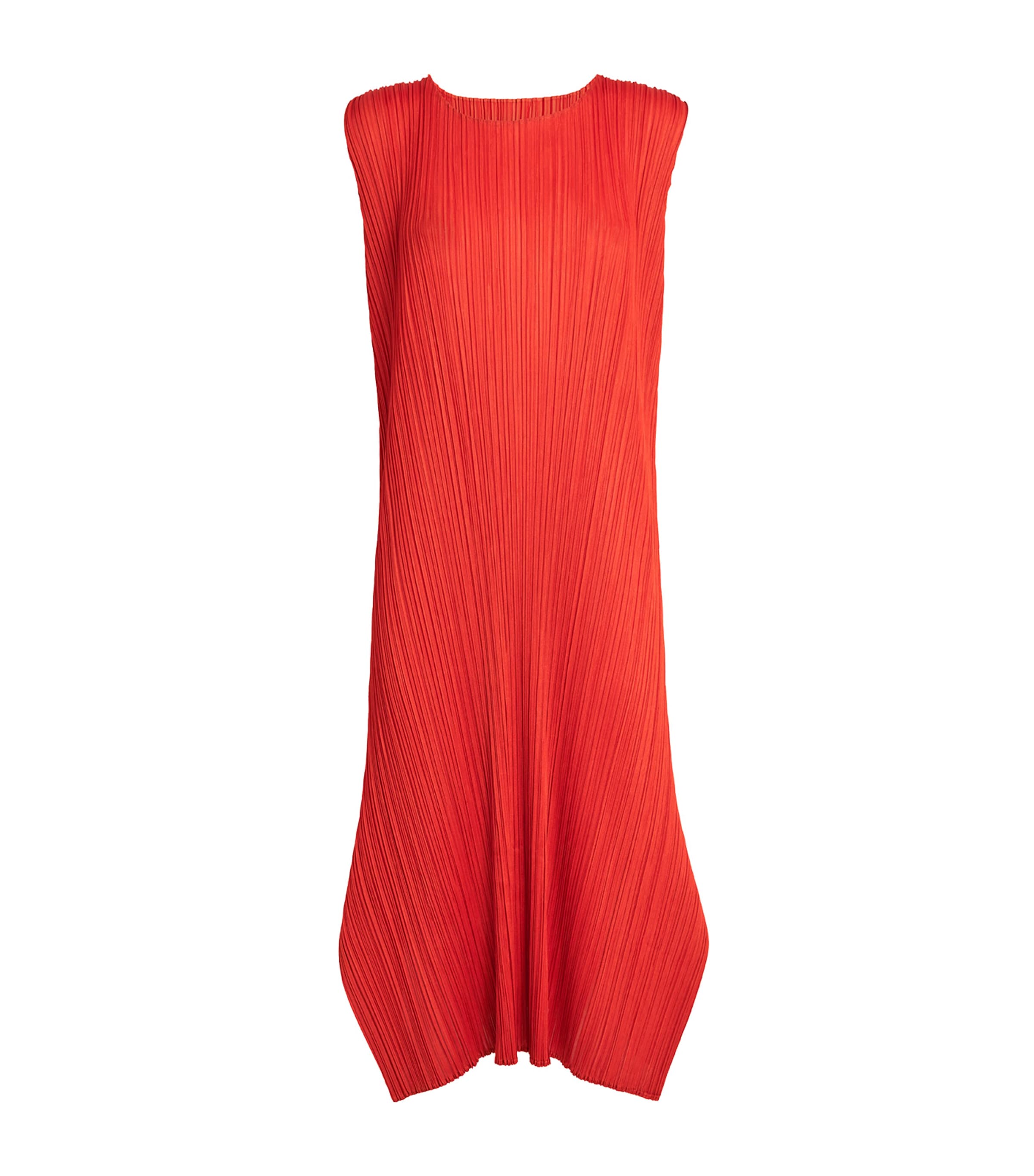 Pleats Please Issey Miyake Red Monthly Colors July Midi Dress