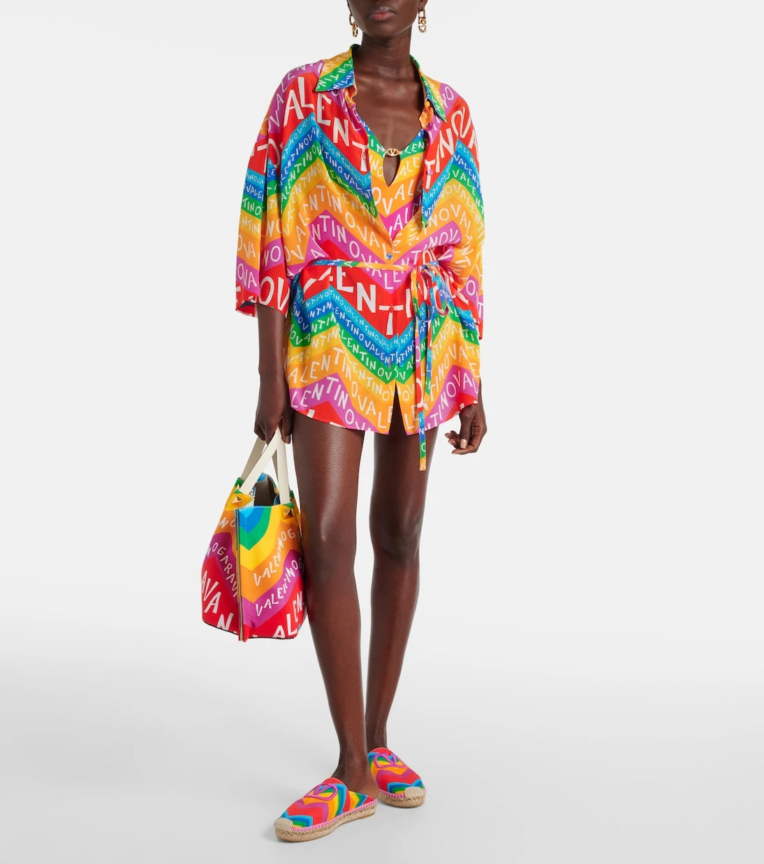 Valentino - Logo silk shirt dress