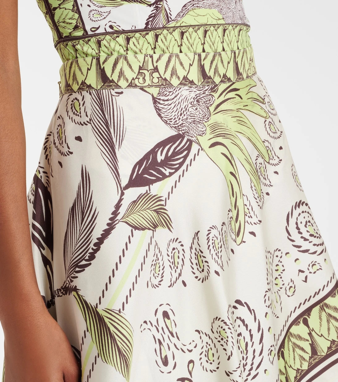 Tory Burch - Printed silk satin midi skirt