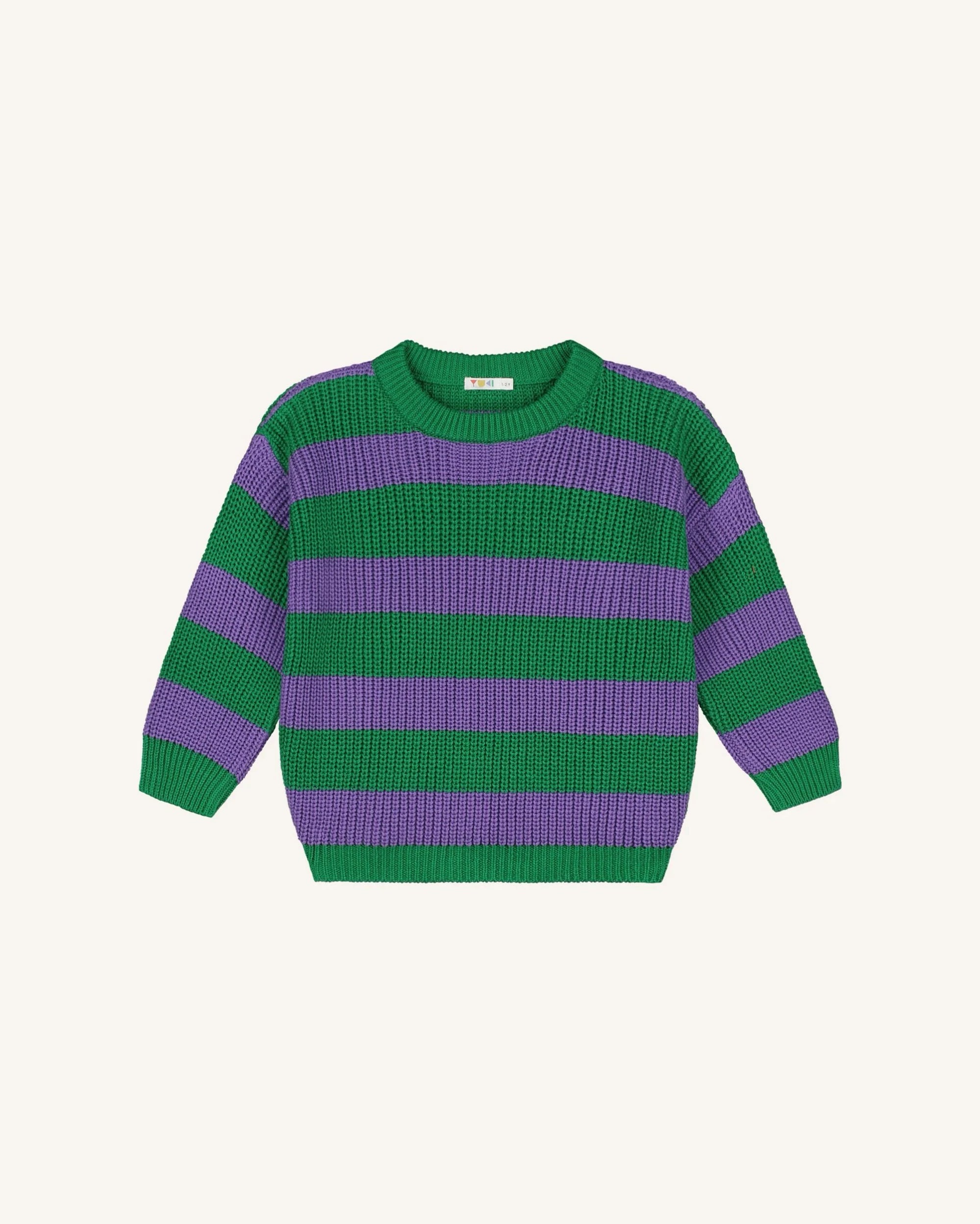 Yuki - Stripes Organic Cotton Sweater | Purple