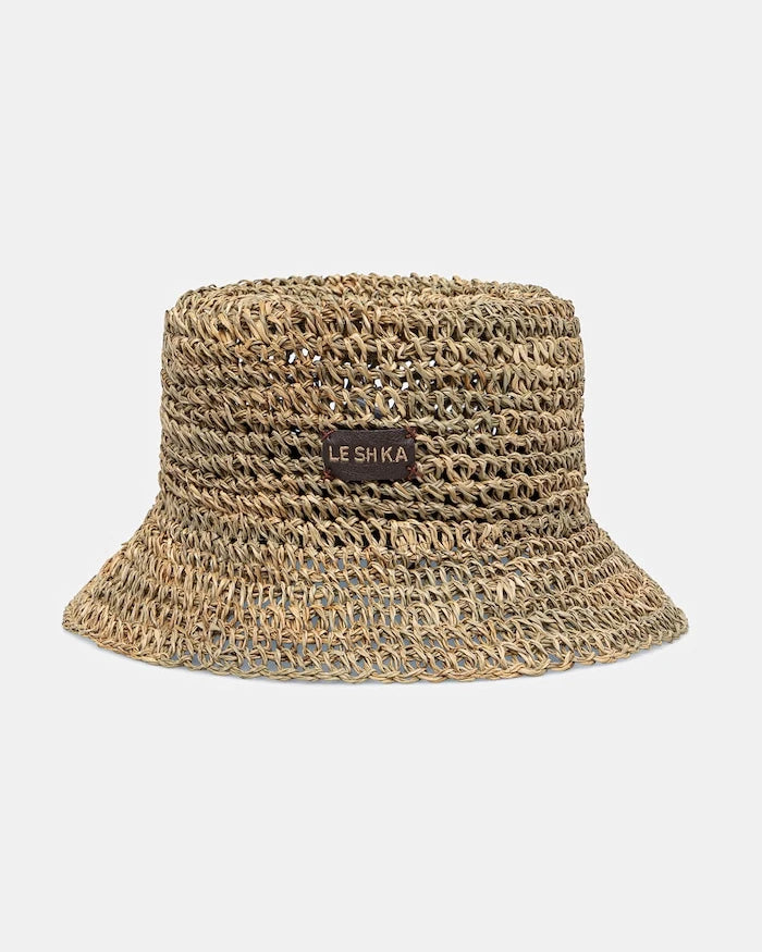 LE SH KA başlık örgü kumaştan kadın hasır şapka Straw Bucket Hat vol2