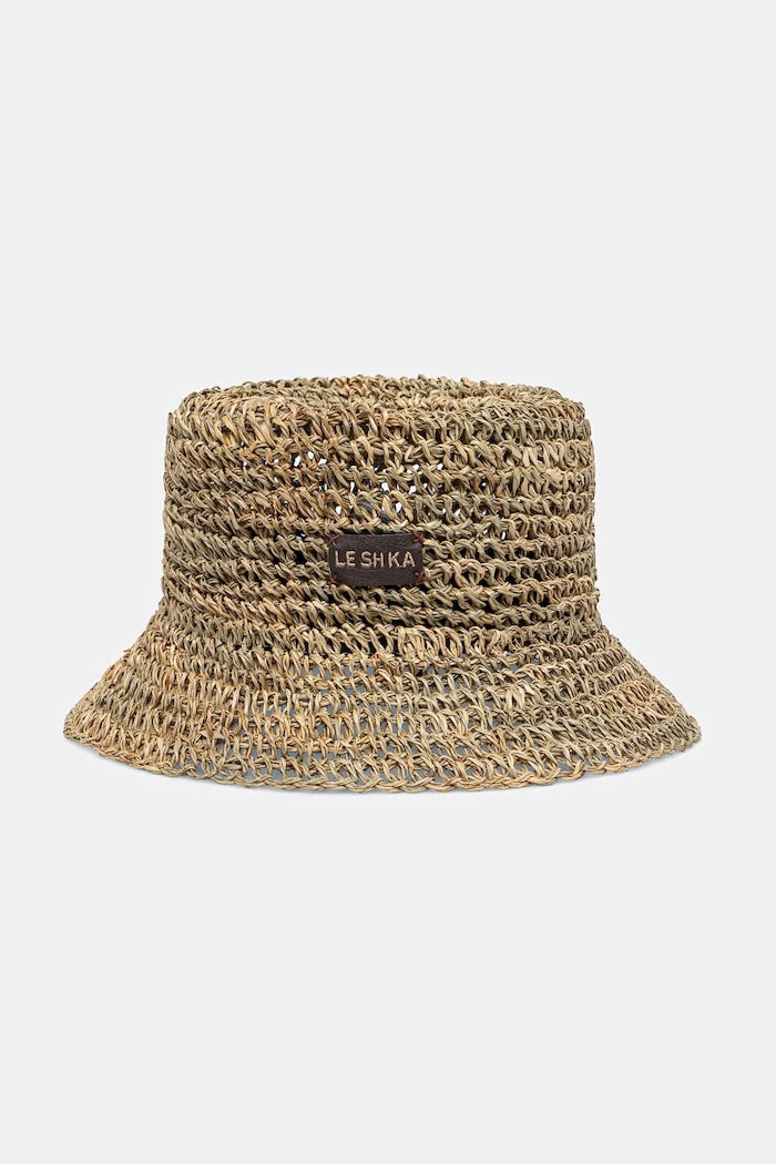 LE SH KA başlık örgü kumaştan kadın hasır şapka Straw Bucket Hat vol2