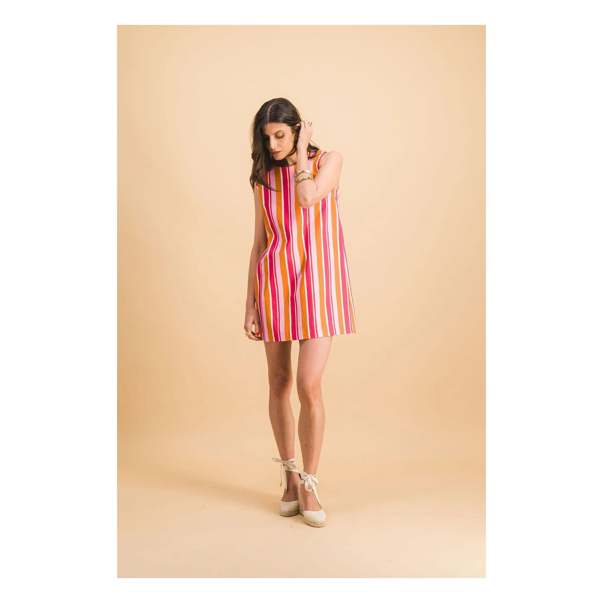 Elise Chalmin - Jane Cotton Stripes Dress | Red
