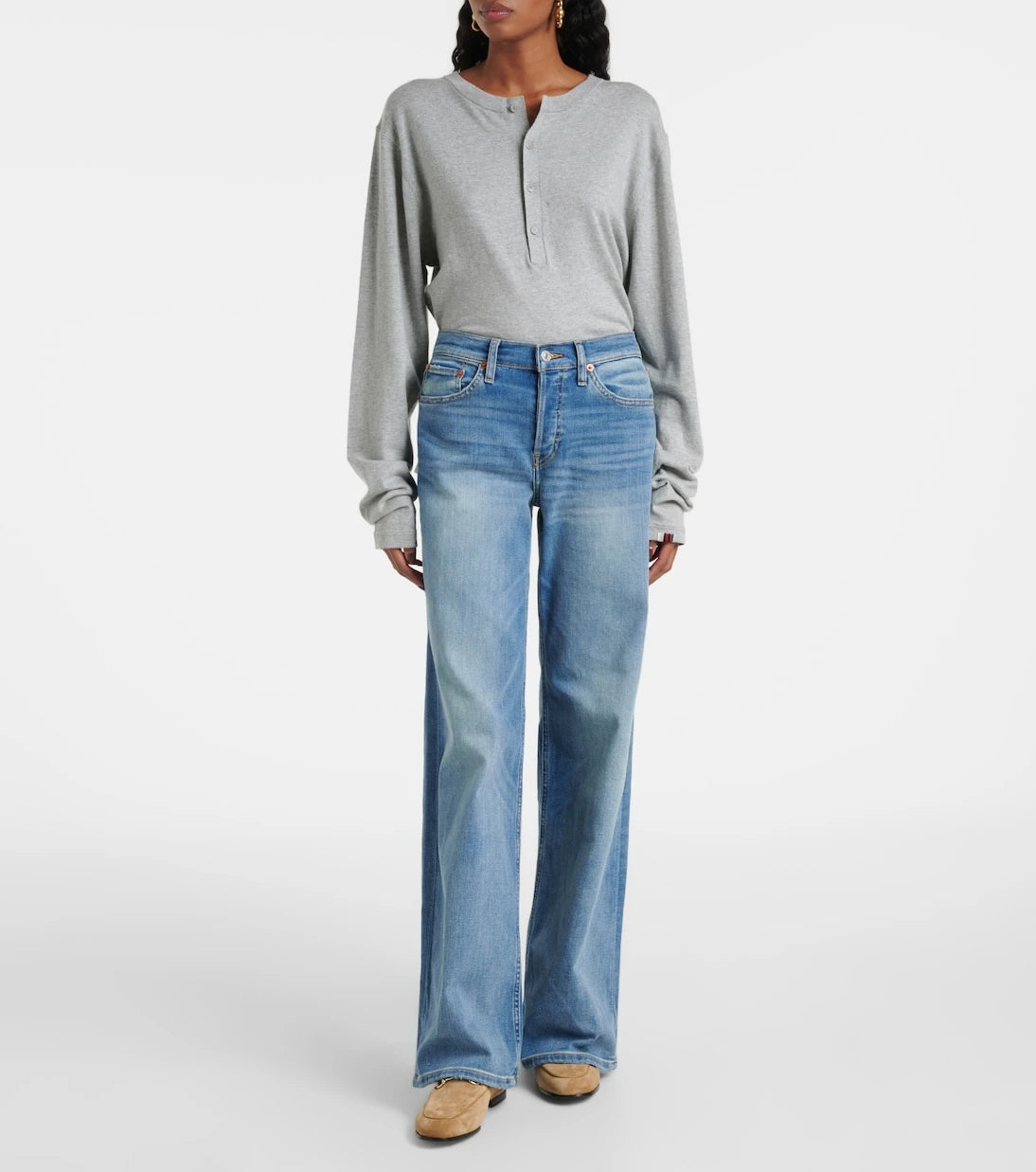 Re/Done - Cotton Stretch mid-rise wide-leg jeans
