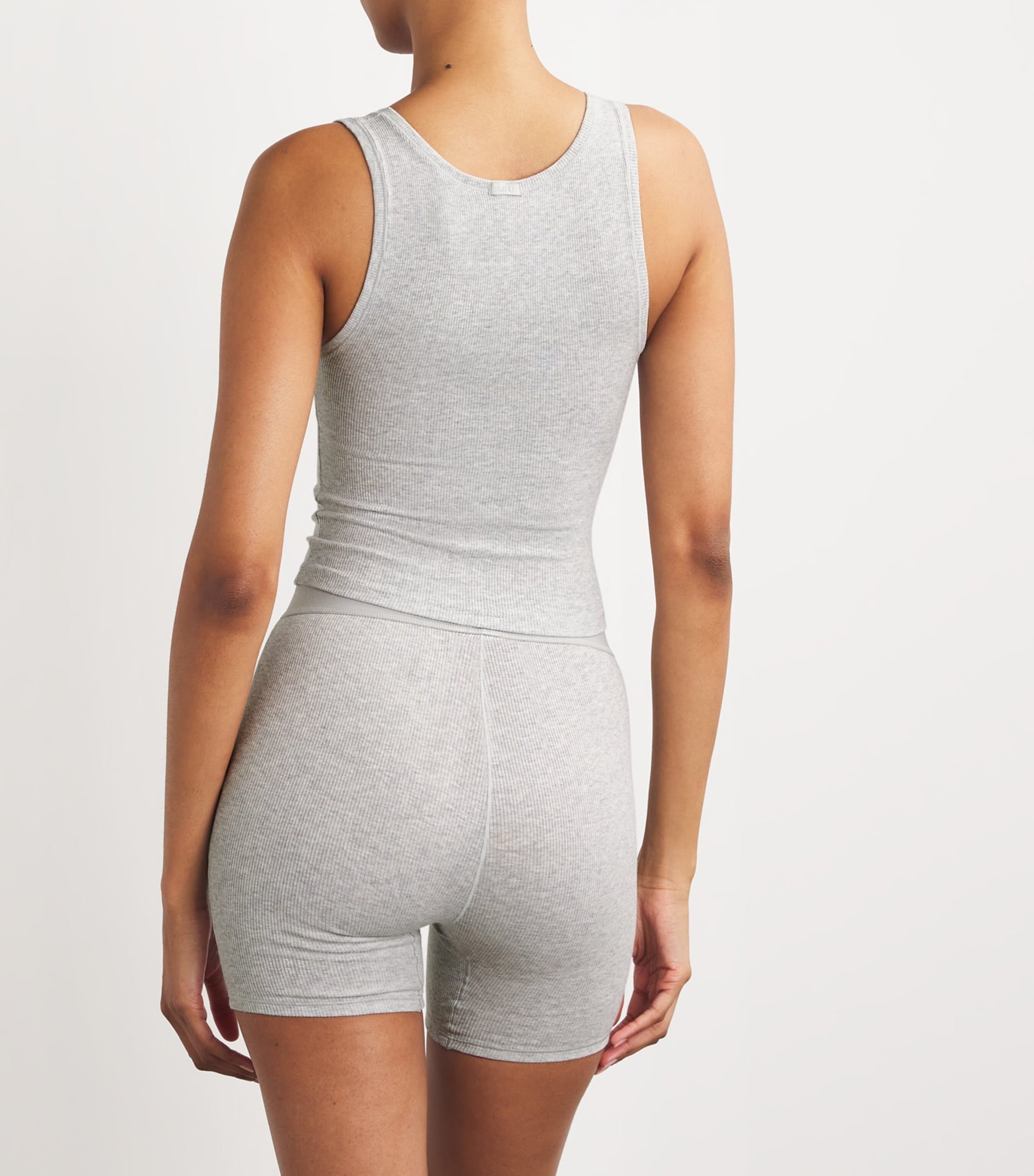 Skims Grey Stretch-Cotton Ribbed Tank Top