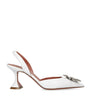 White Leather Begum Slingback Pumps 70