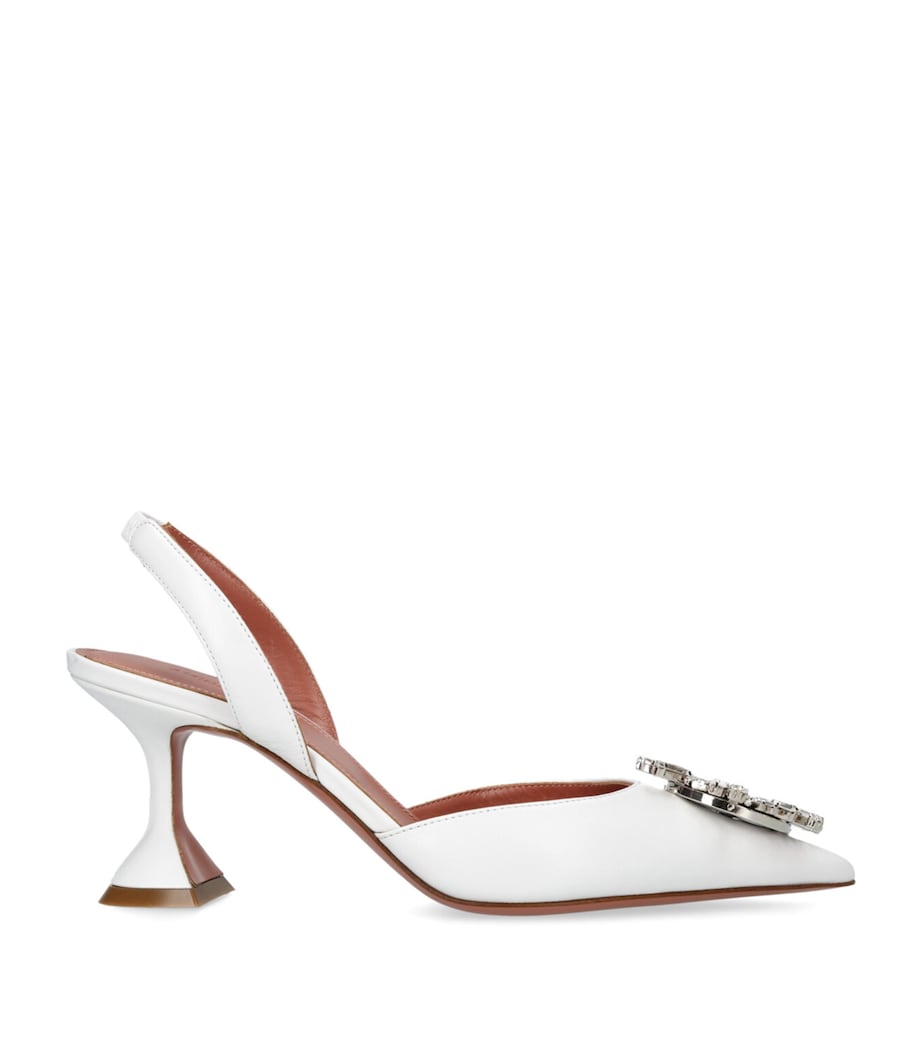 White Leather Begum Slingback Pumps 70