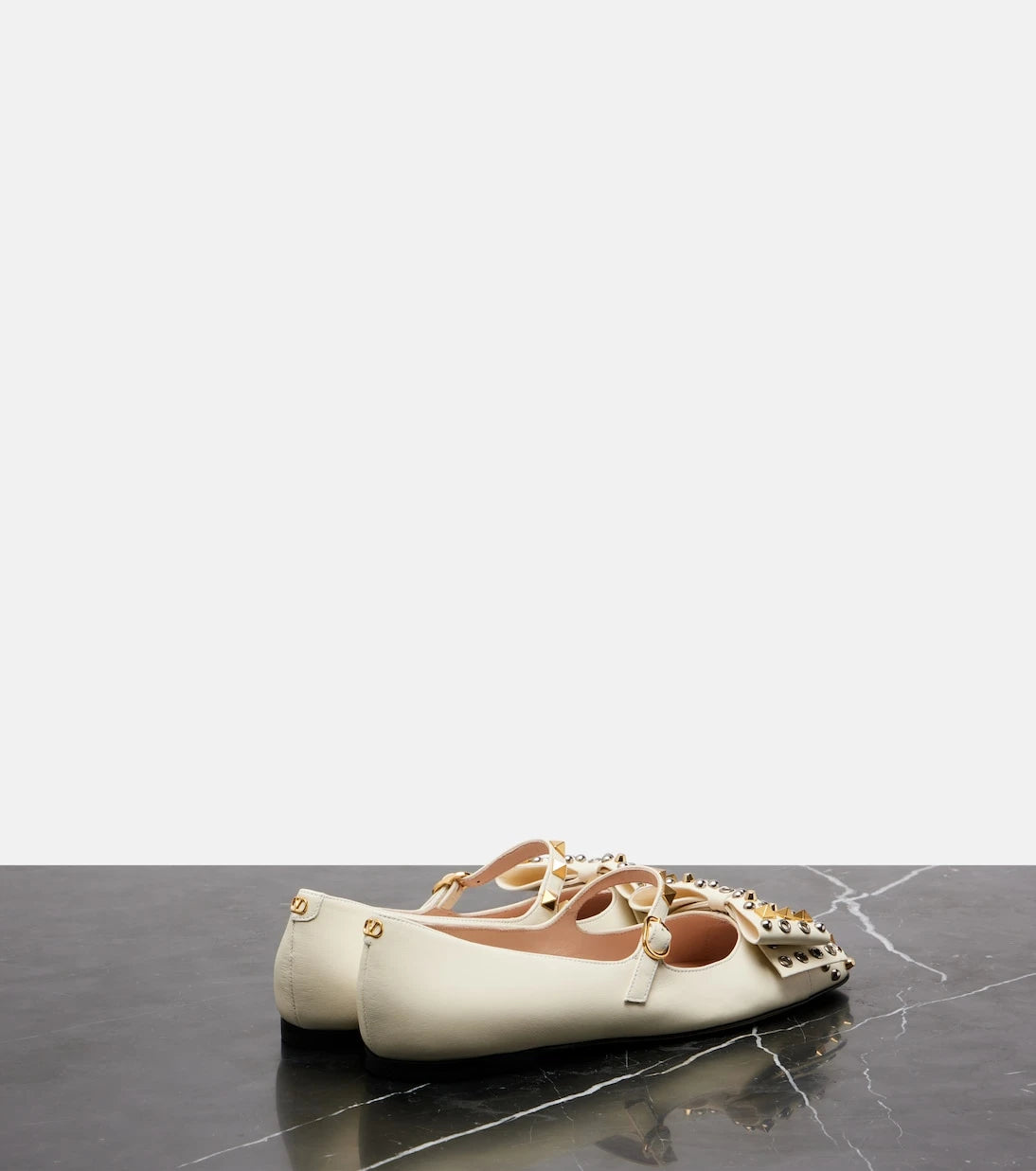 Valentino Garavani - Bowow studded leather Mary Jane flats