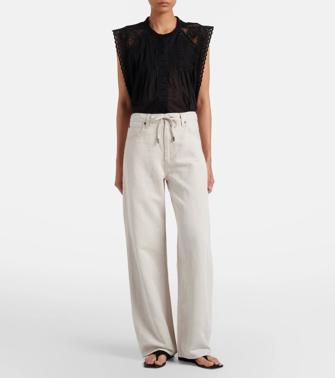 Frame - Off Duty Drawstring wide-leg jeans