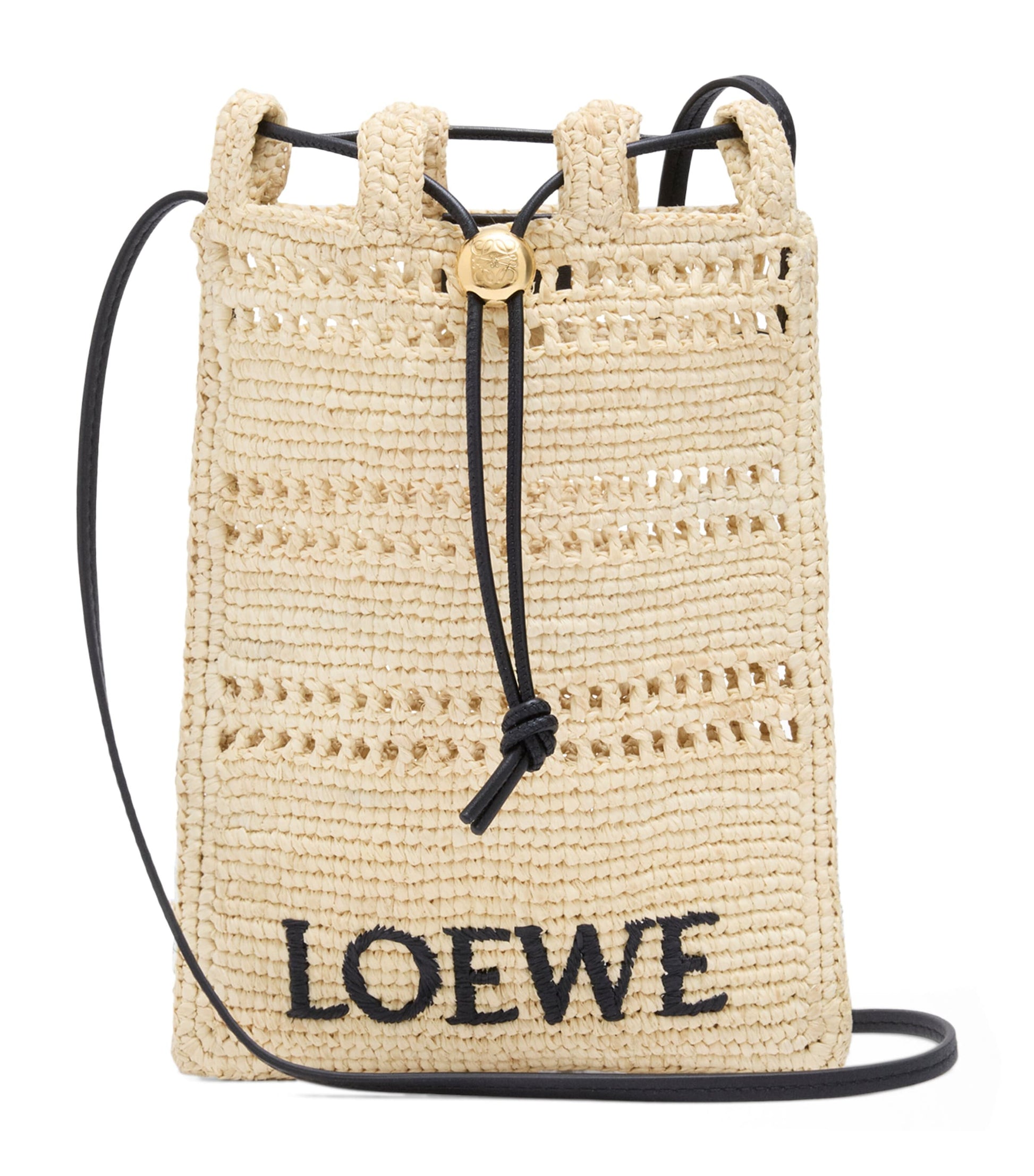 LOEWE Beige x Paula's Ibiza Raffia Drawstring Pocket Bag