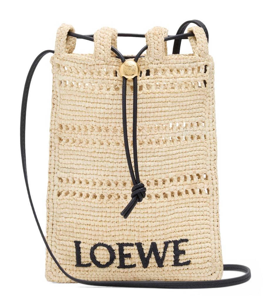 LOEWE Beige x Paula's Ibiza Raffia Drawstring Pocket Bag