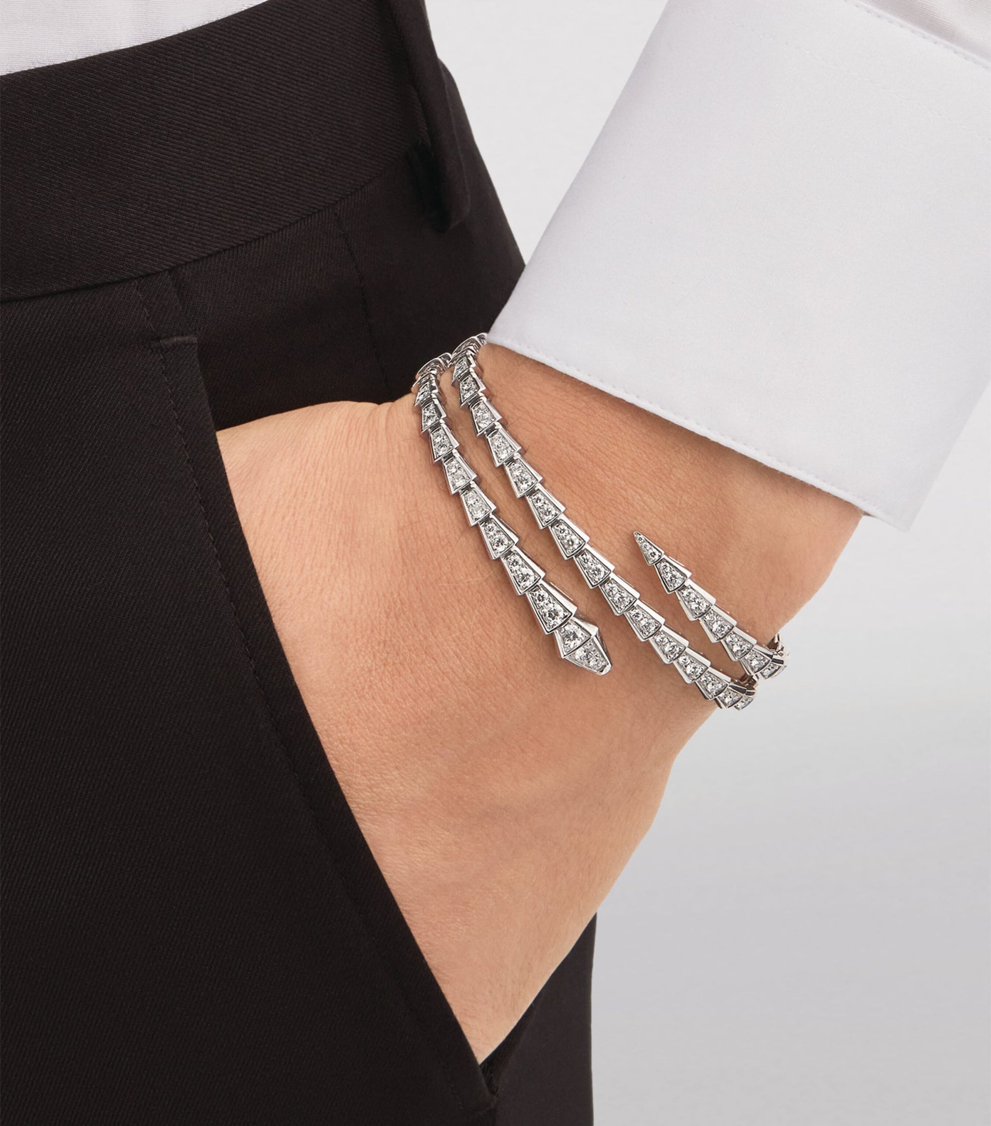 Small White Gold and Diamond Serpenti Viper Bracelet