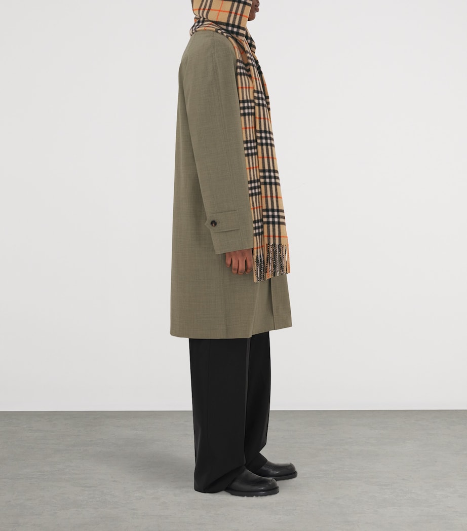 Beige Cashmere Check Hooded Scarf