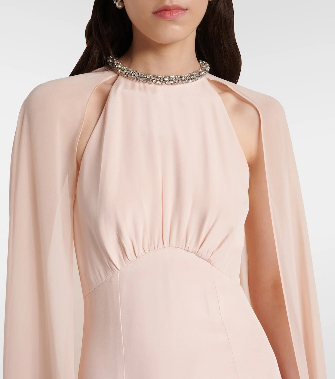 Roland Mouret - Embellished caped silk chiffon gown