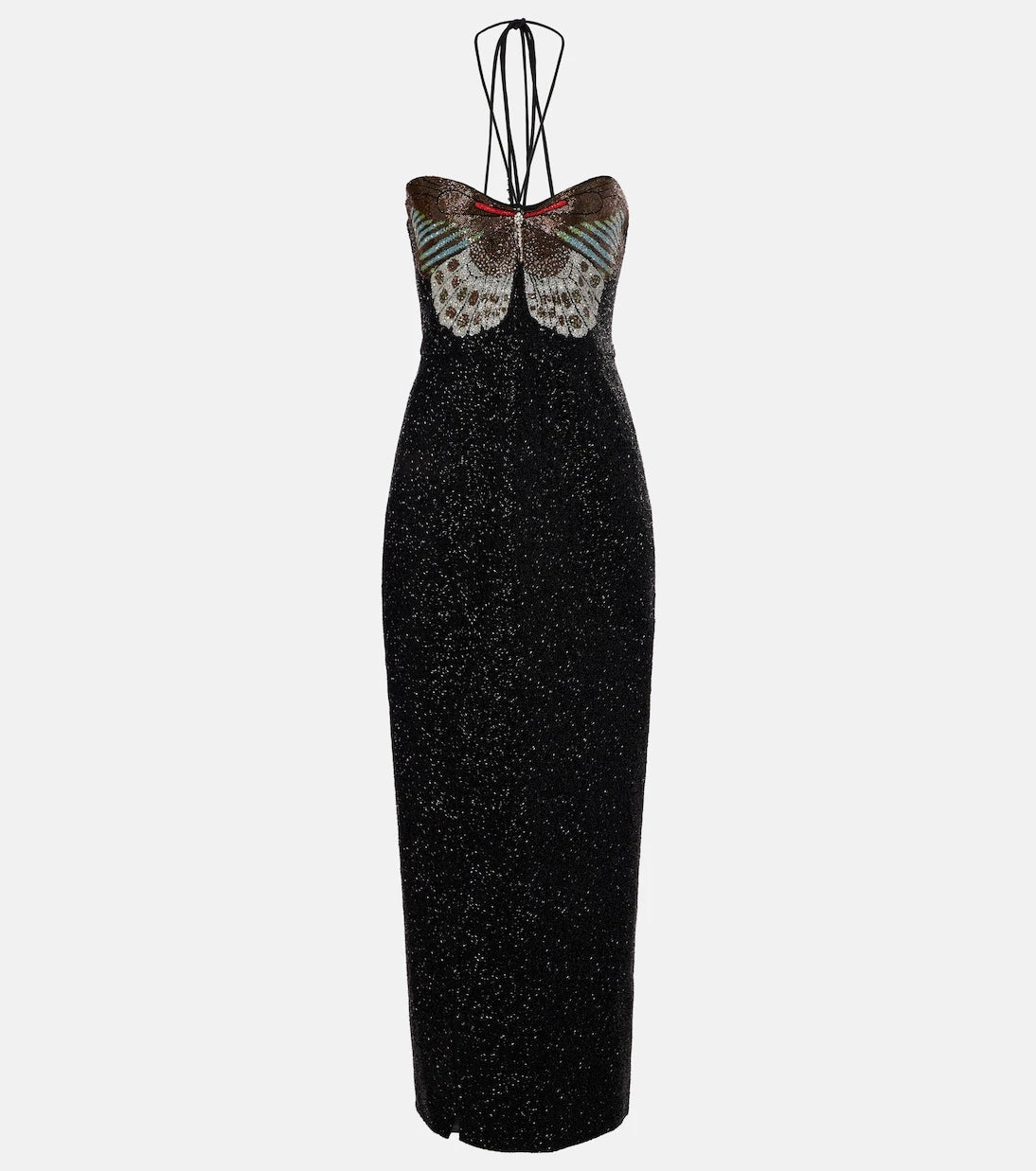 Clio Peppiatt - Mariposa embellished halterneck gown