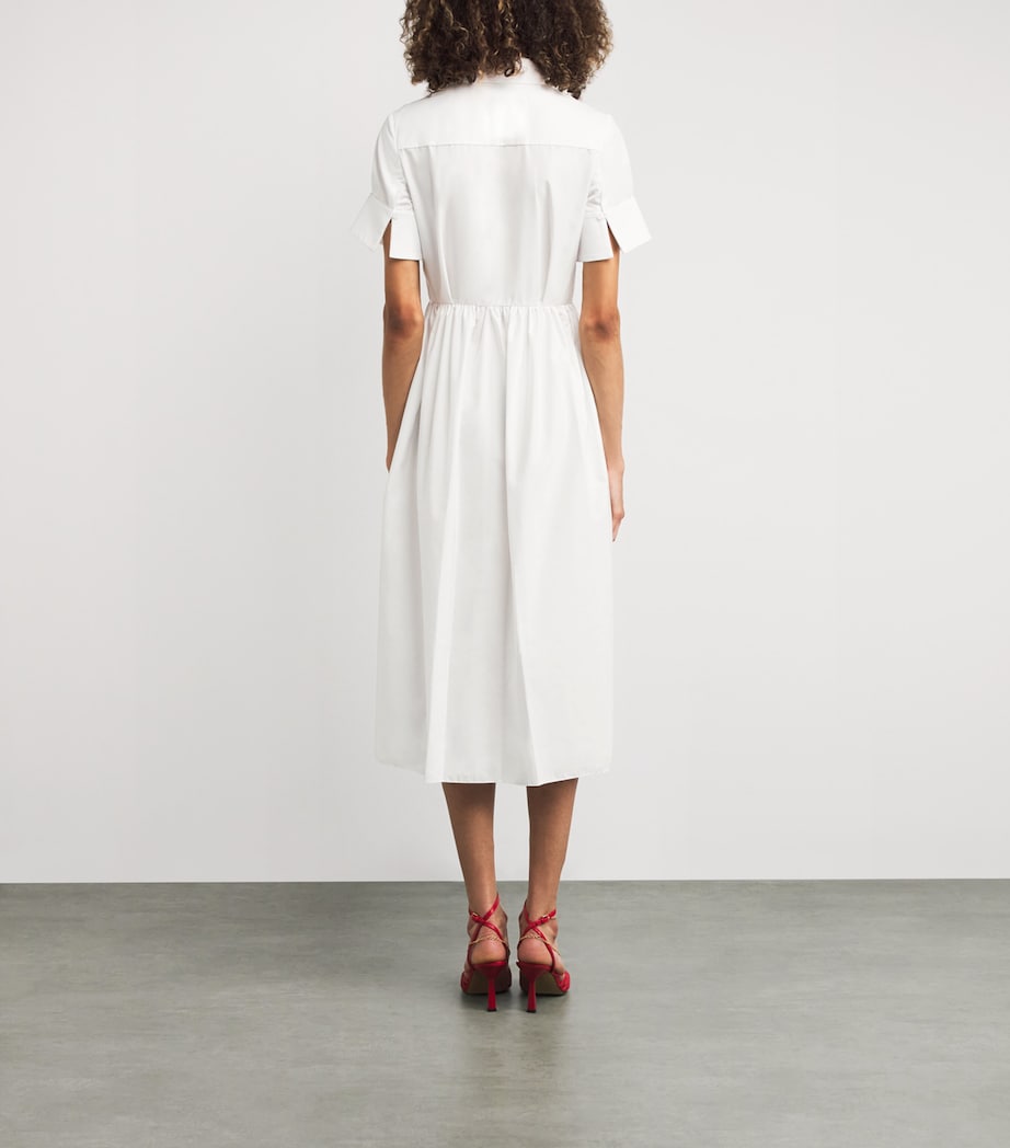 White Cotton Embroidered Midi Dress