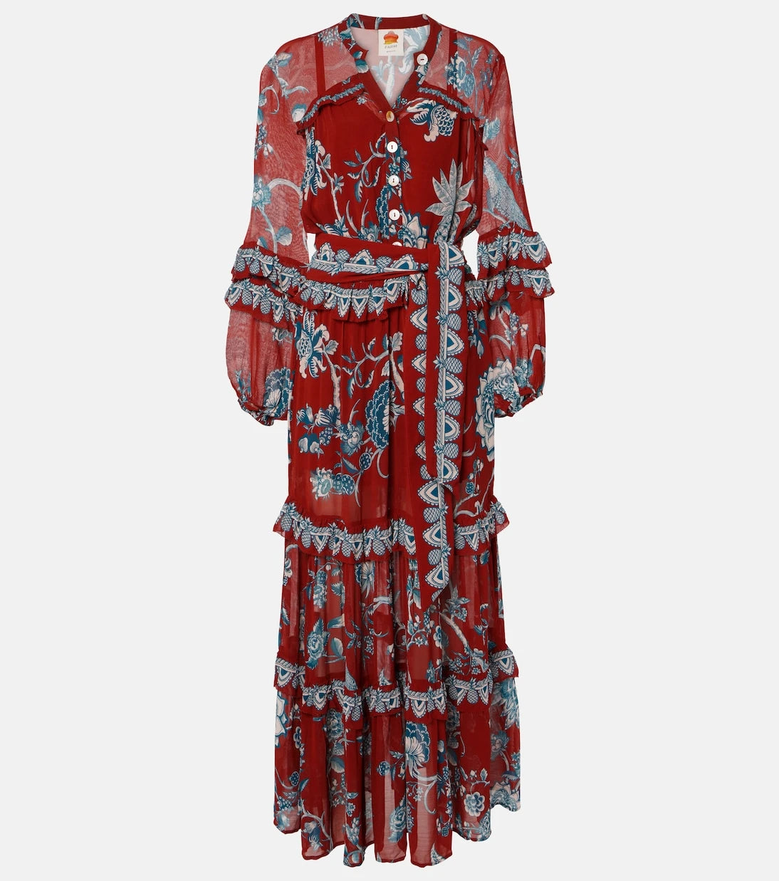 Farm Rio - Tropical Landing ruffled maxi dress