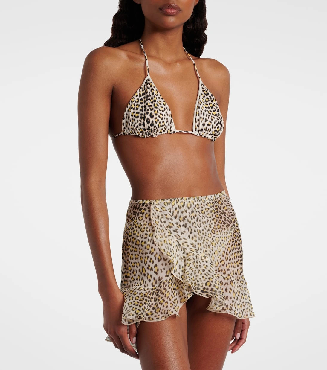 Roberto Cavalli - Leopard-print silk beach cover-up