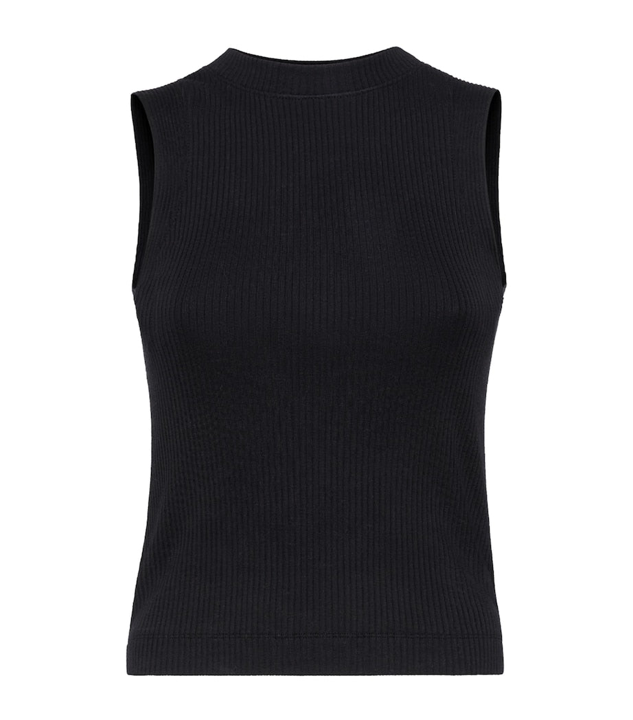 Brunello Cucinelli Black Cotton Ribbed Tank Top