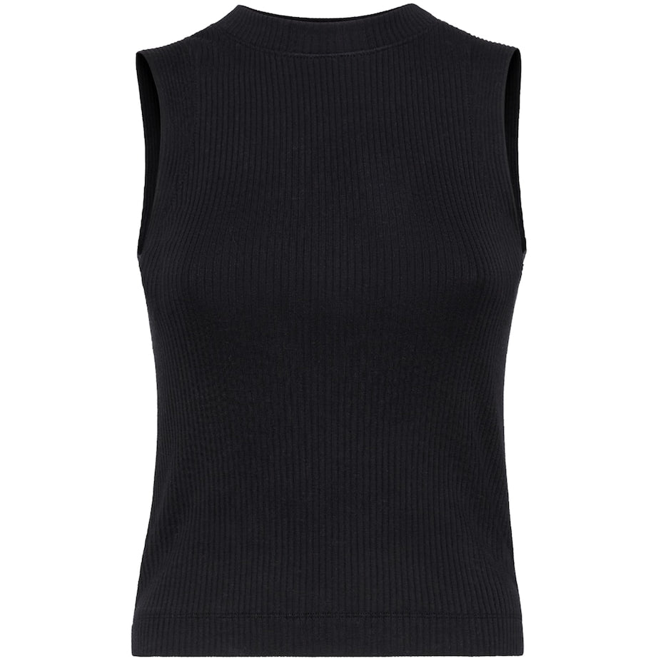 Brunello Cucinelli Black Cotton Ribbed Tank Top