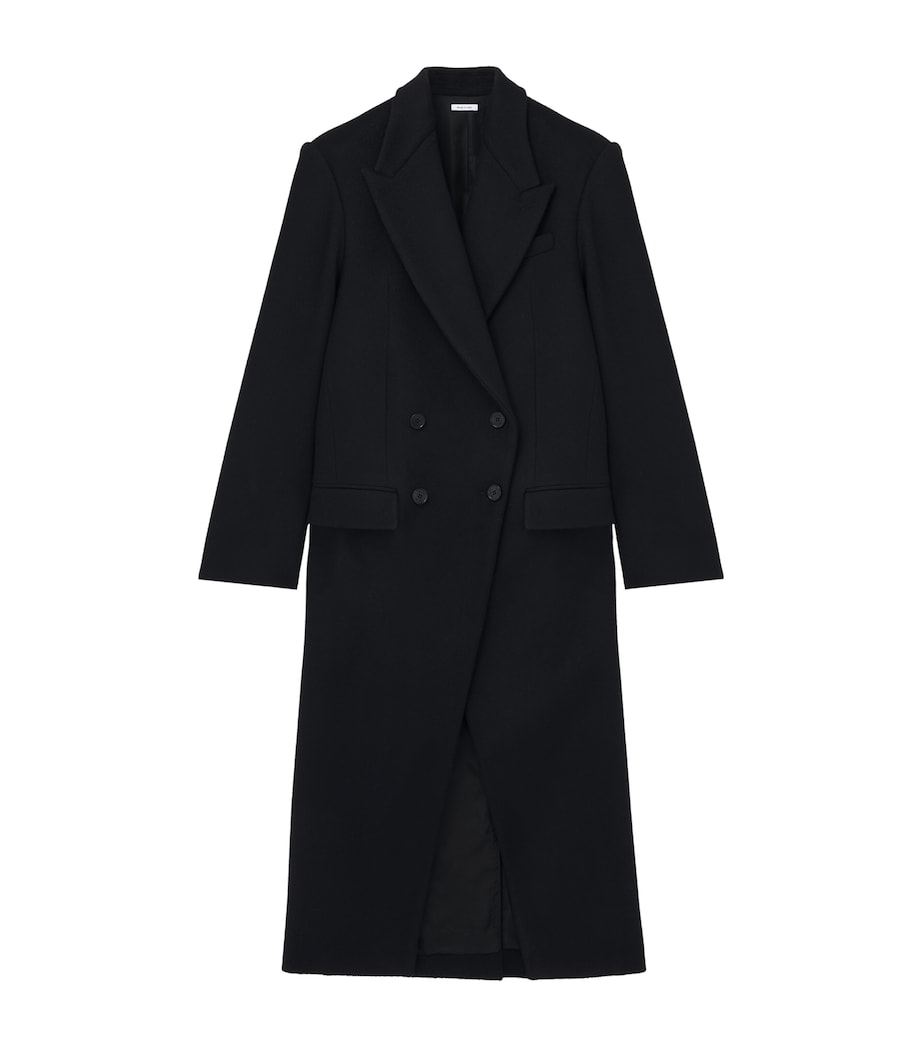 Black Wool Double-Breasted Coat