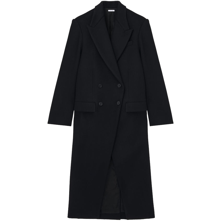 Black Wool Double-Breasted Coat