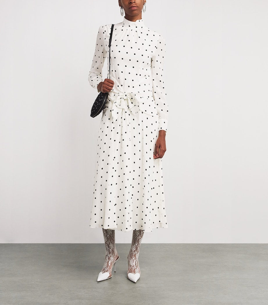 Silk High-Neck Midi Dress