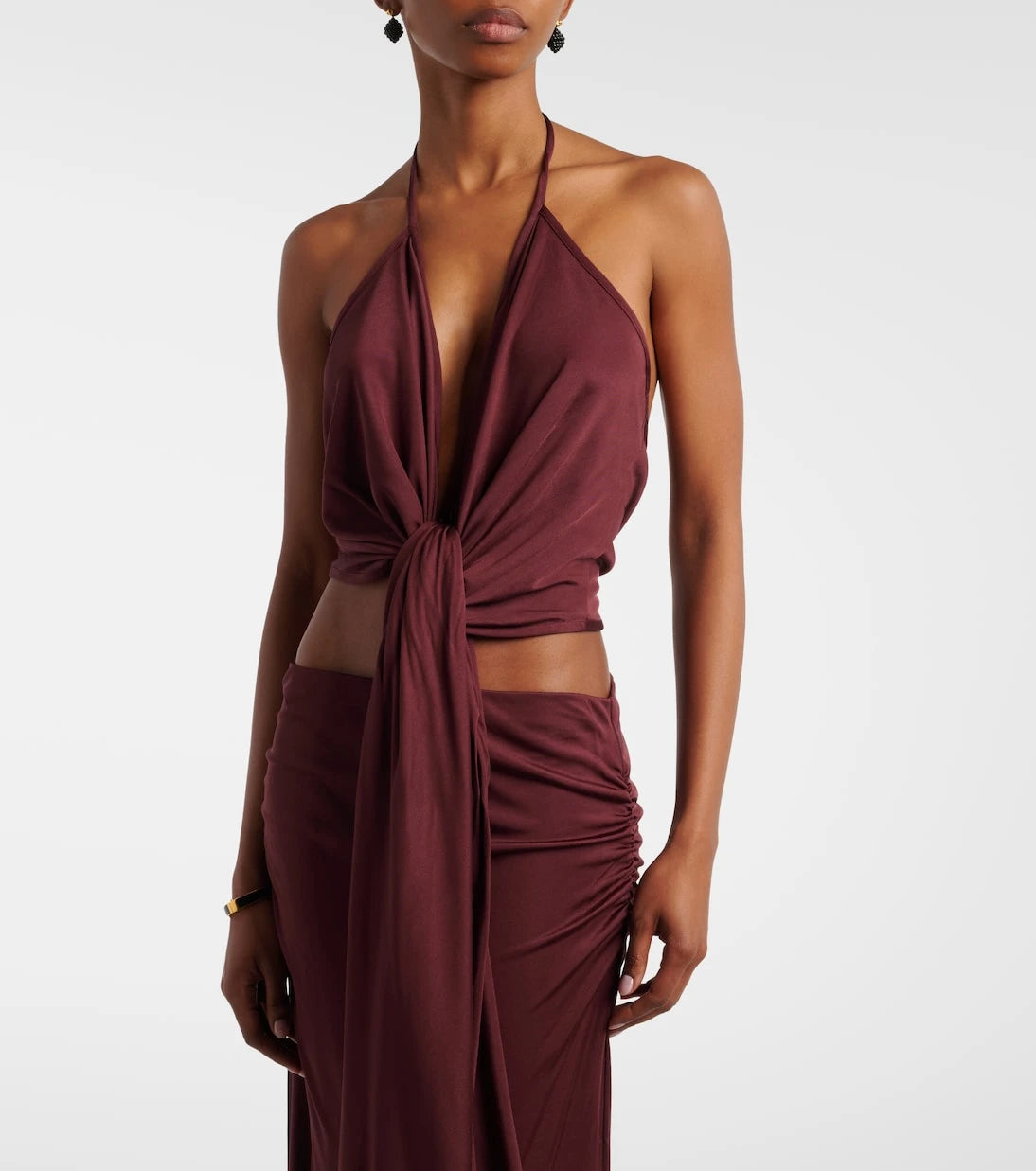 Aya Muse - Kaima draped jersey crop top