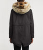 Yves Salomon Black Down-Coyote-Rabbit Parka Jacket (72cm)