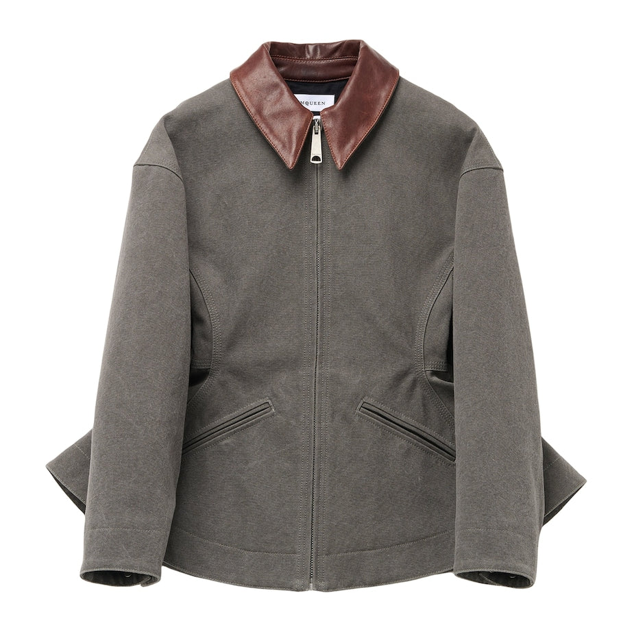 McQueen Black Cotton Canvas Peplum Jacket