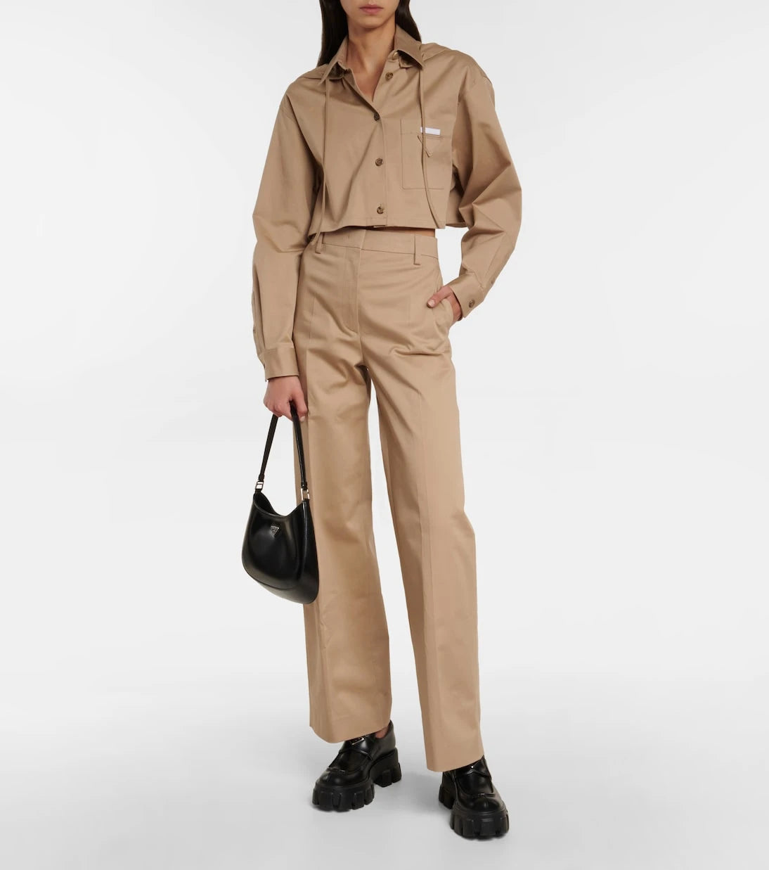 Prada - High-rise cotton-blend pants